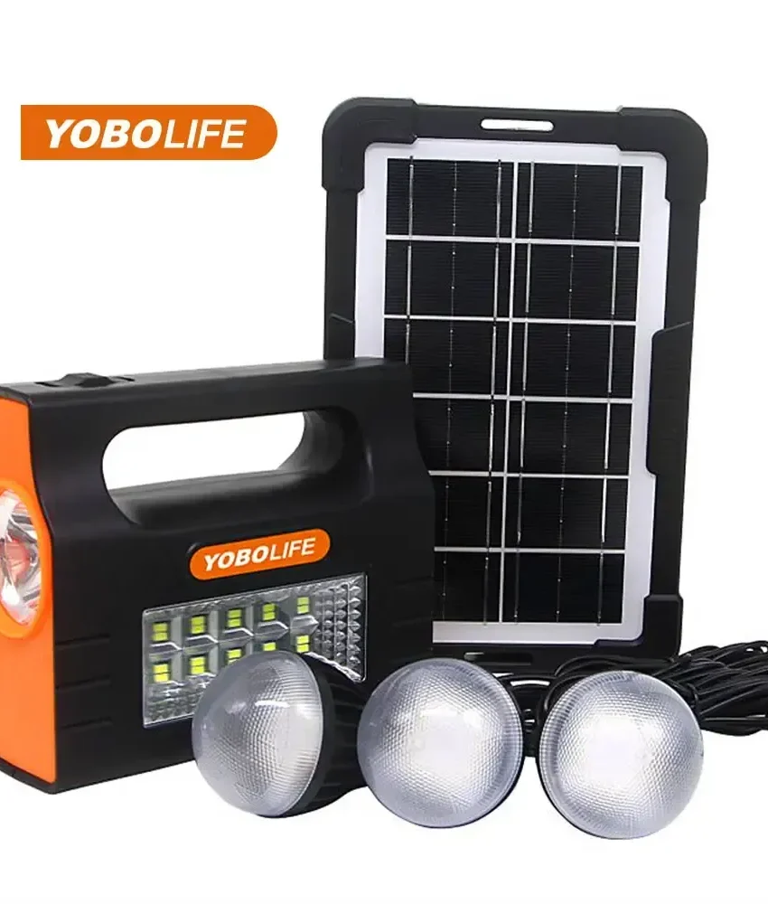 KIT DE SYSTEME D'ECLAIRAGE SOLAIRE AVEC 3 AMPOULES YOBOLIFE
