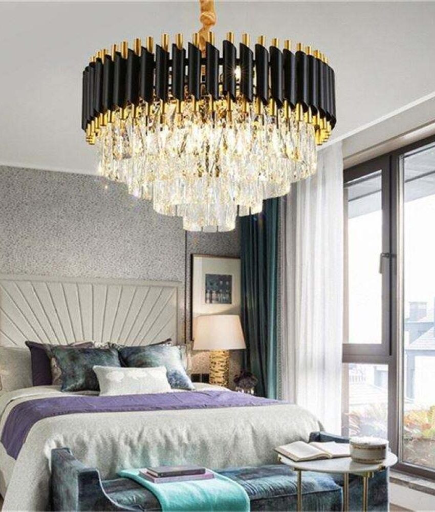 LUSTRE MODERNE EN CRISTAL NOIR