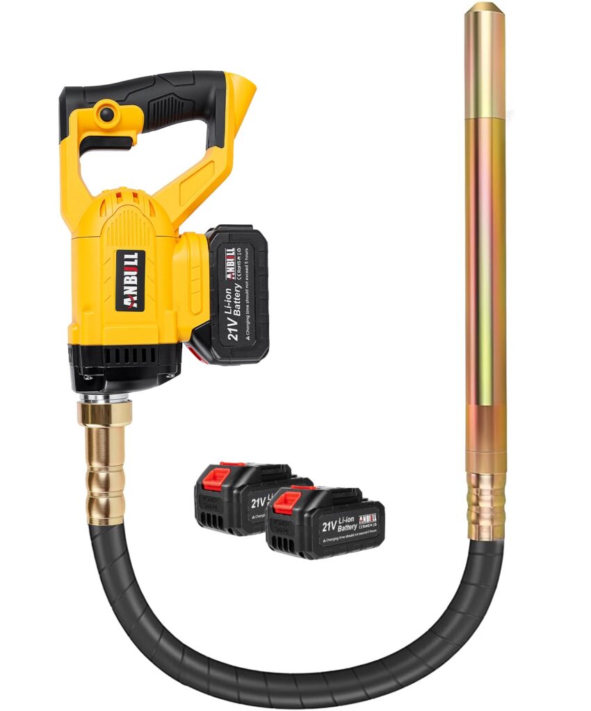 Vibreur à béton sans fil 21 V avec aiguille vibrante et 2 batteries